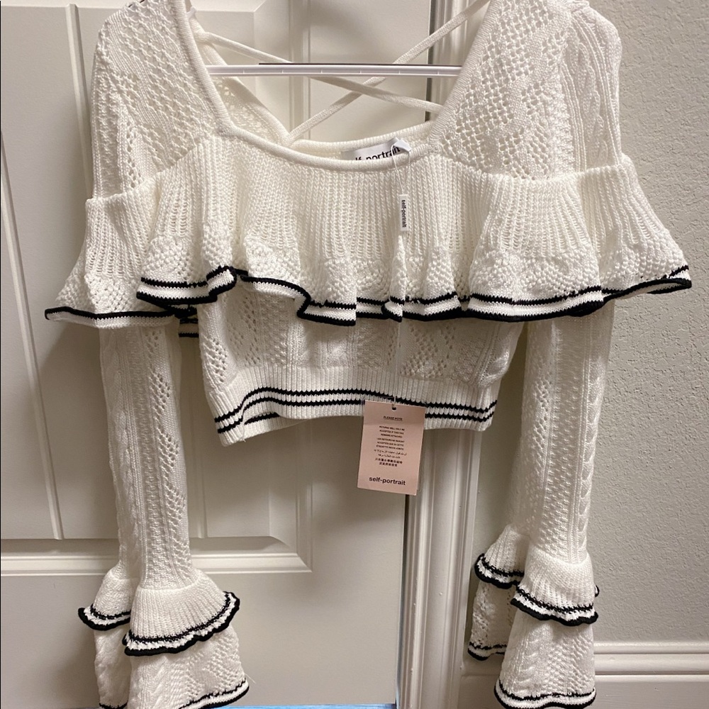 Self portrait high waisted bell sleeve sweater